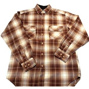 Coleman Outdoors‎ Windowpane Flannel Shirt Plaid Men's S Brown Ivory Gorp